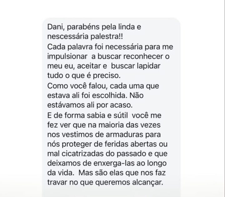 Mensagem: você me fez ver que nos vestimos de armaduras para proteger feridas